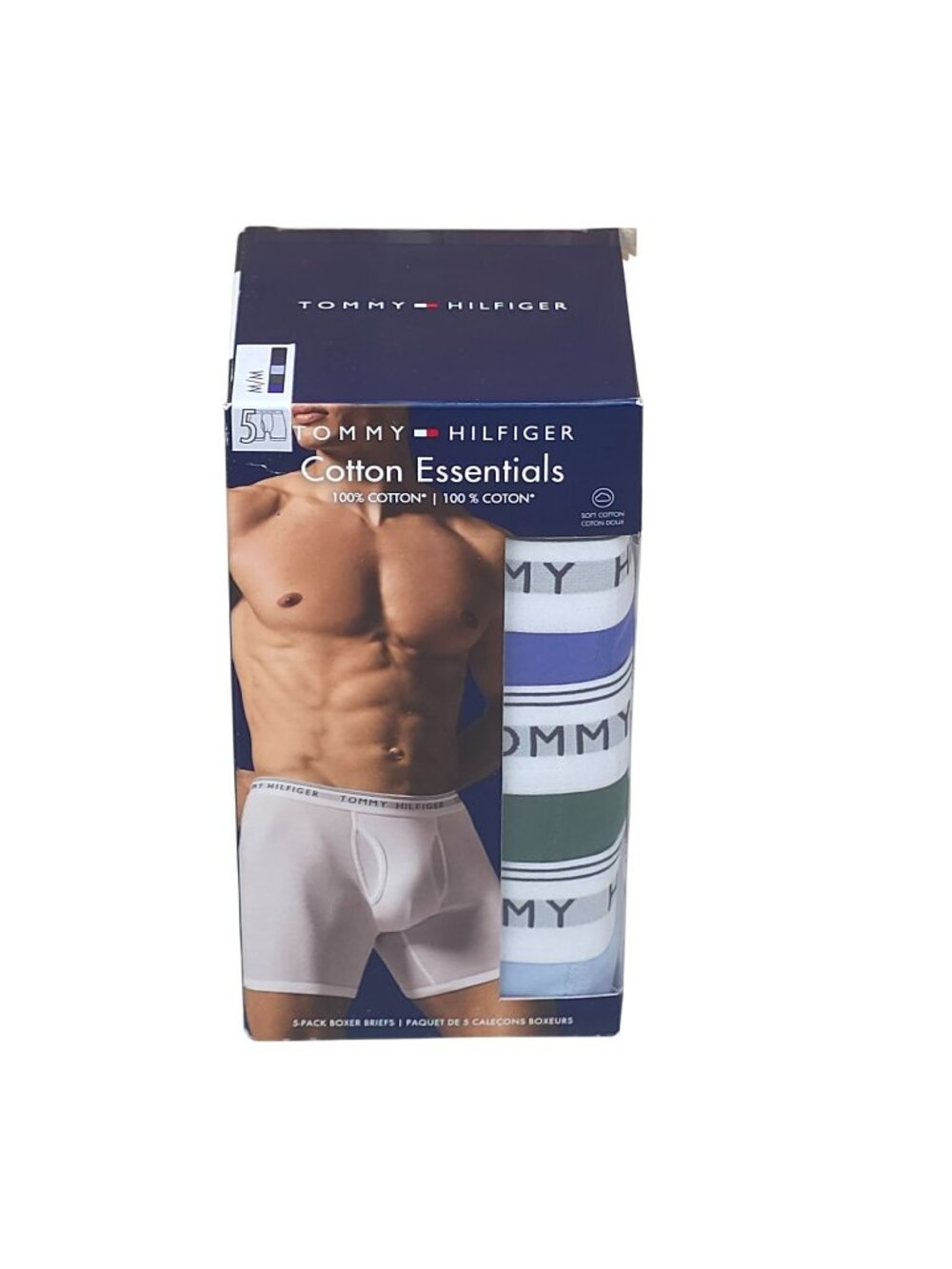 Tommy Hilfiger Cotton Essentials 5-Pack Boxer Briefs Medium Green Blue Navy